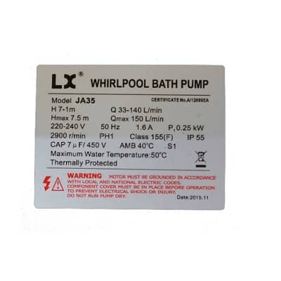 LX Whirlpool JA35 0.35hp circulation pump